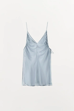 Полупрозрачный топ со сборками- Заказать в России