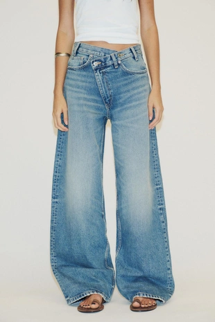 Джинсы TRF WIDE LEG с перекрестной талией и высокой посадкой