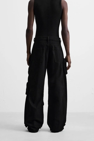 Джинсовые брюки карго с карманами- Заказать в России