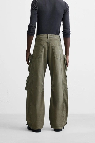 Джинсовые брюки карго с карманами- Заказать в России