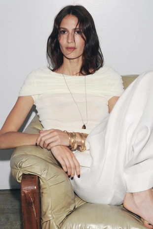 Трикотажный топ с открытыми плечами- Заказать в России