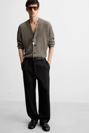 Брюки REGULAR FIT из ткани с текстурой- Заказать в России