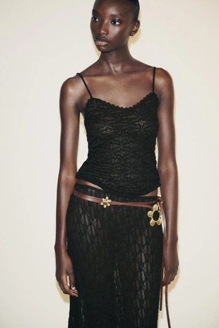 Длинная расклешенная кружевная юбка- Заказать в России