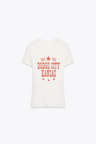 Футболка в рубчик с текстом- Заказать в России