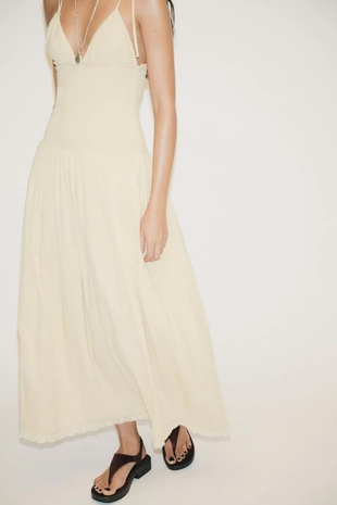 Комбинированное платье миди в рубчик- Заказать в России