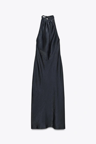 Платье миди с горловиной халтер