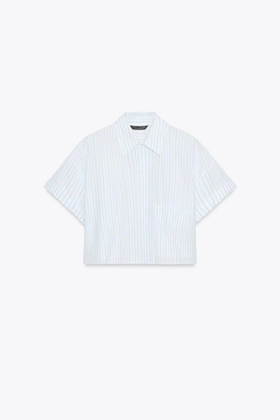 Укороченная рубашка из поплина- Заказать в России