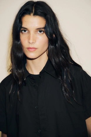 Укороченная рубашка из поплина