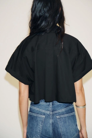 Укороченная рубашка из поплина