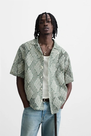 Рубашка из ткани кроше- Заказать в России