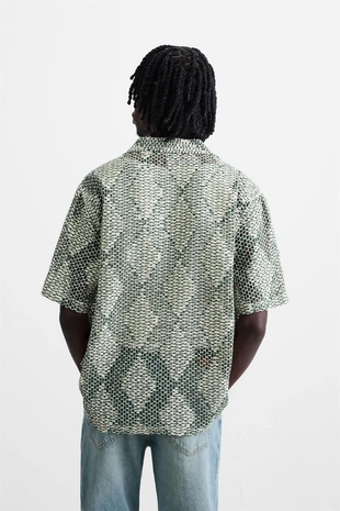 Рубашка из ткани кроше- Заказать в России