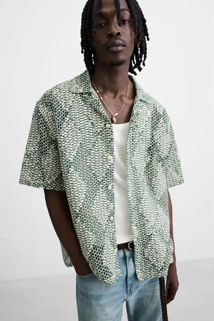 Рубашка из ткани кроше- Заказать в России