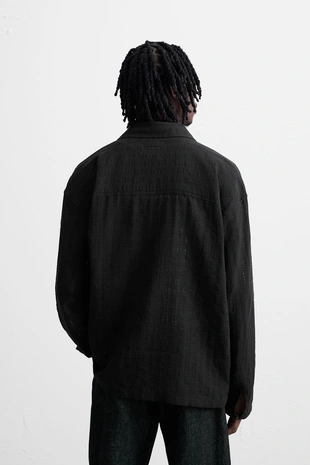 Рубашка-поло из полупрозрачной ткани с узором- Заказать в России