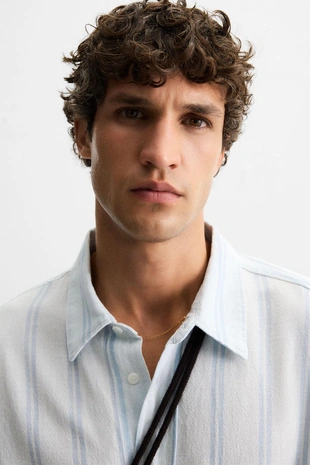 Рубашка из ткани в рельефную полоску- Заказать в России