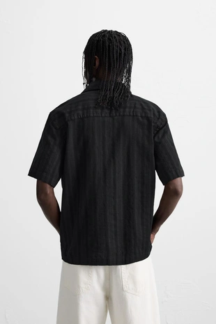 Black | 6103/310/800 - Zara Жаккардовая рубашка в полоску