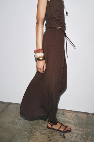 Трикотажная юбка с ремнем- Заказать в России