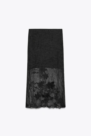 Полупрозрачная трикотажная юбка с узором- Заказать в России