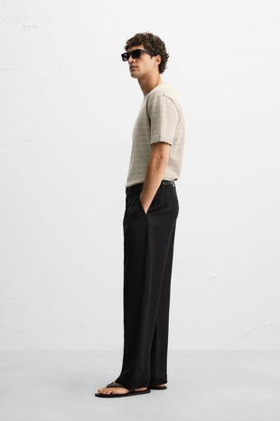 Полосатая футболка из хлопка и льна- Заказать в России