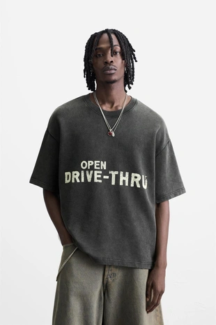 Купить Zara Толстовка с эффектом потертости с графическим принтом