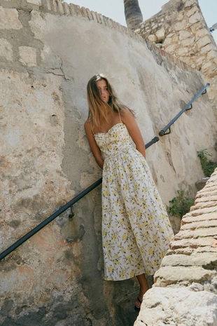 Платье миди из поплина с цветочным принтом- Заказать в России