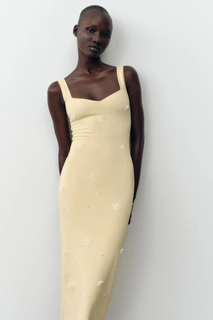 Эластичное платье с цветами- Заказать в России