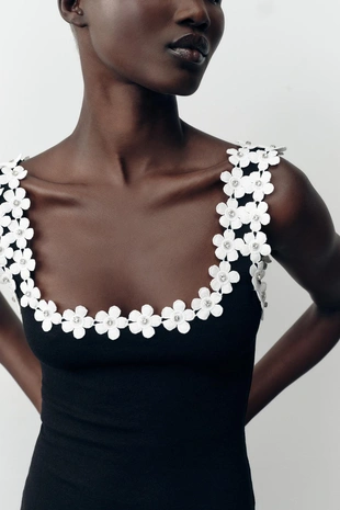 Платье-стрейч с цветочной отделкой- Заказать в России