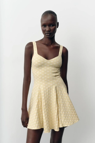 Платье-скейтер из эластичной жаккардовой ткани- Заказать в России