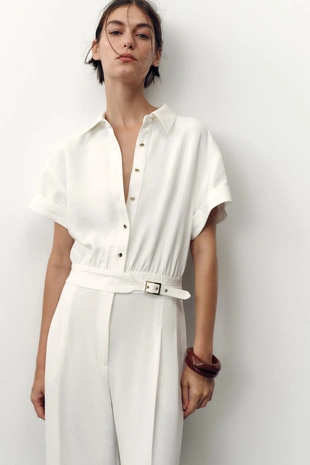 Длинный комбинезон из крепа- Заказать в России