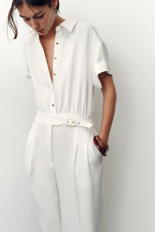 Длинный комбинезон из крепа- Заказать в России