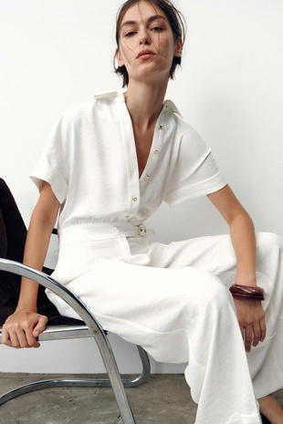 Длинный комбинезон из крепа- Заказать в России