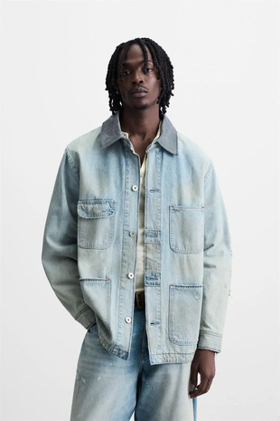 Купить Zara Джинсовая куртка-рубашка с эффектом винтажа