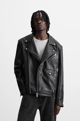 Байкерская куртка из искусственной кожи- Заказать в России