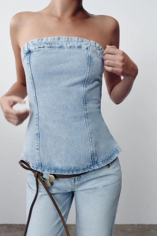 Джинсовый топ Z1975 без бретелей- Заказать в России