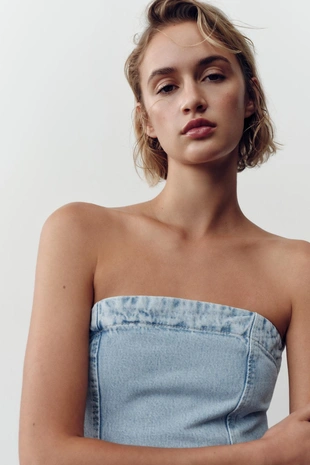 Джинсовый топ Z1975 без бретелей- Заказать в России