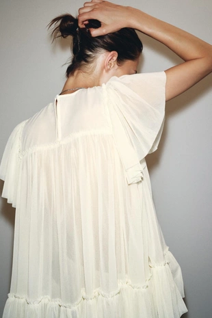 Топ из струящейся ткани с вышивкой- Заказать в России