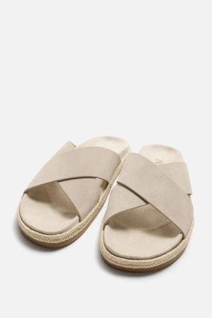 Кожаные сандалии со скрещенными ремешками- Заказать в России