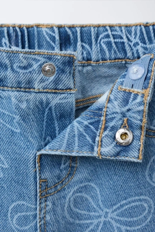 Blue | 4433/560/400 - Zara Джинсы STRAIGHT с бантами