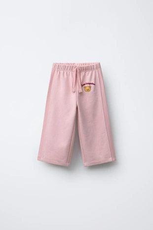 Брюки WIDE LEG из мягкой ткани с мишкой- Заказать в России