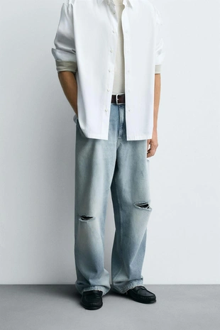 Джинсы BAGGY FIT с разрезами- Заказать в России