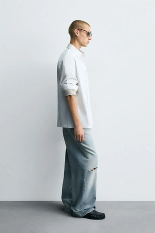 Джинсы BAGGY FIT с разрезами- Заказать в России