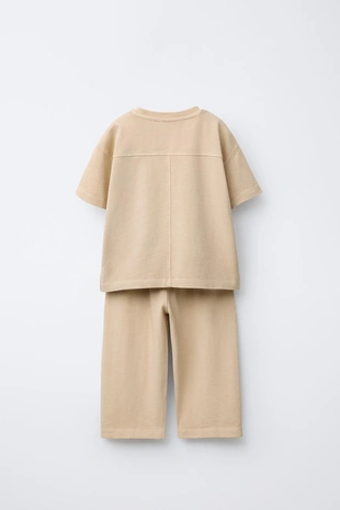 Комплект из однотонной футболки и брюк  WIDE LEG- Заказать в России