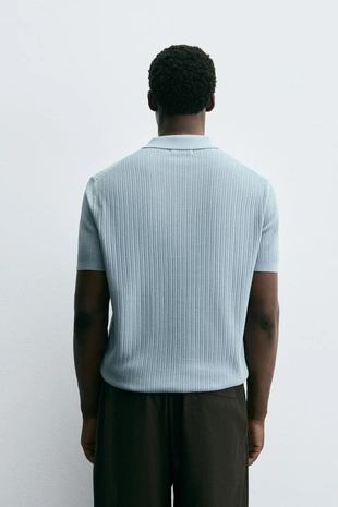 Sky blue | 9598/307/403 - Zara Поло в рубчик