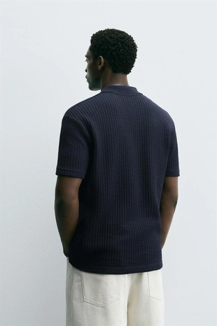 Navy blue | 4087/333/401 - Zara Поло с рельефной текстурой