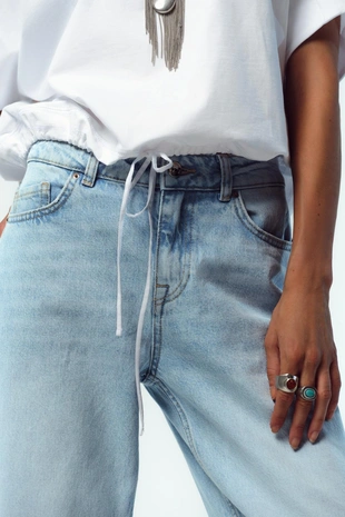 Хлопковая футболка с завязками- Заказать в России