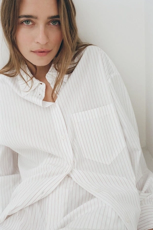 Рубашка в полоску в стиле пижамы- Заказать в России