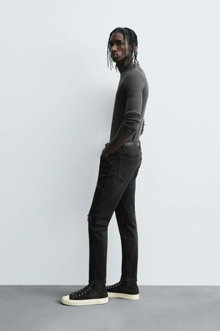 Джинсы SKINNY FIT с разрезами- Заказать в России