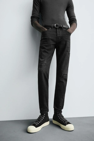 Джинсы SKINNY FIT с разрезами- Заказать в России