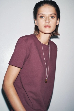 Хлопковая футболка в стиле рустик с короткими рукавами- Заказать в России