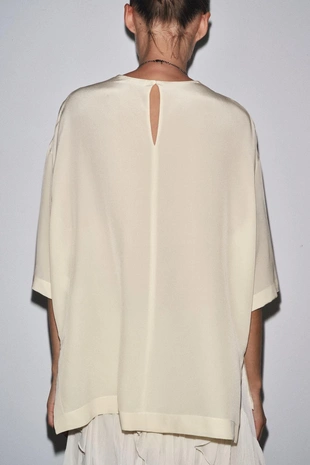 Топ из шелка с короткими рукавами — ZW COLLECTION LIMITED EDITION- Заказать в России