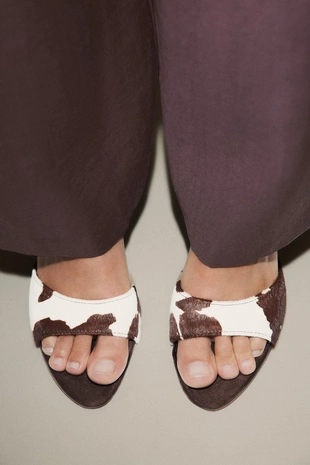 Купить Zara Туфли на каблуке из кожи с животным принтом